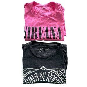 Bravado Rock Band Concert T Shirts Nirvana and Guns N Roses Bundle Size Large‎